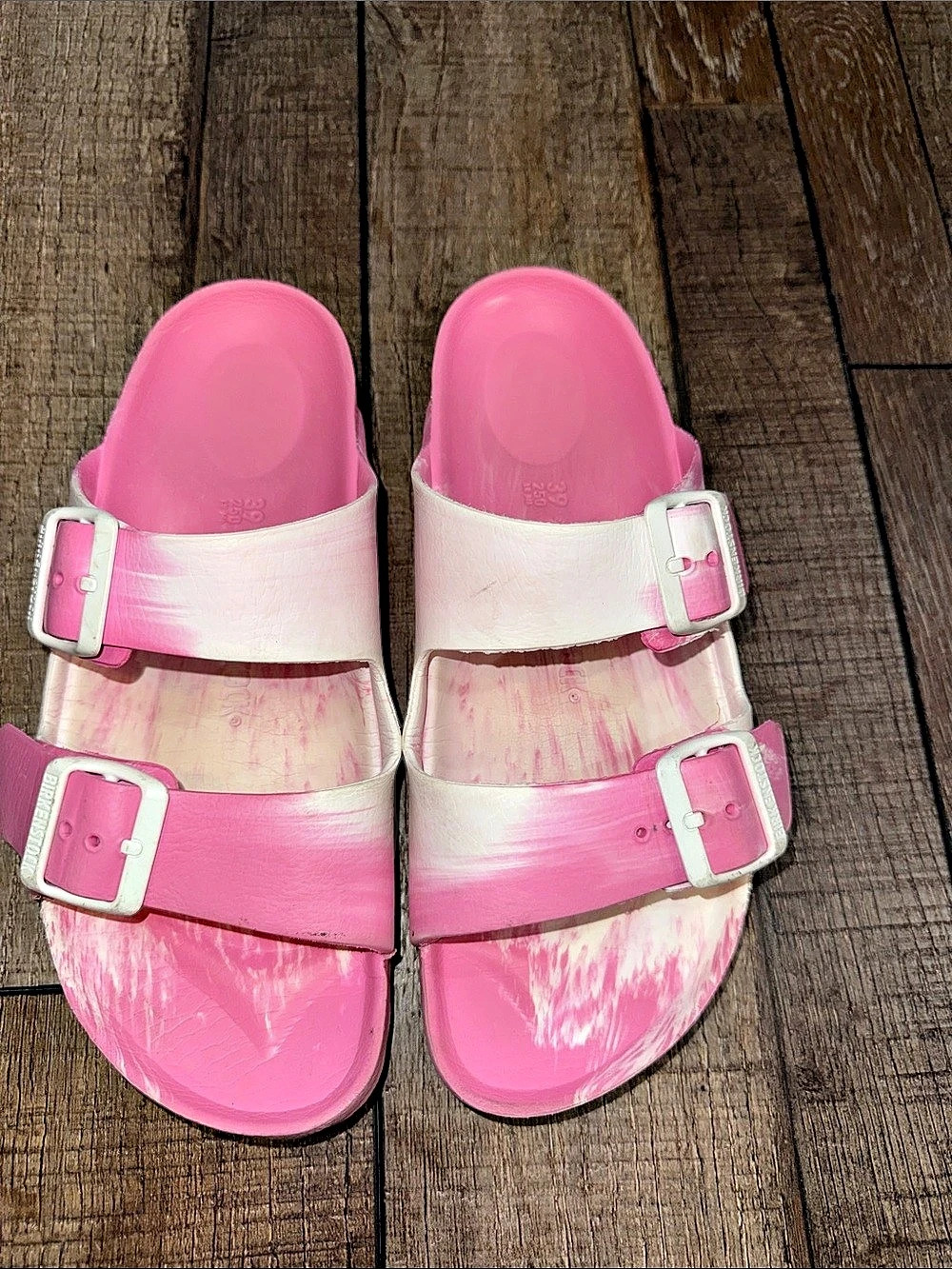 Birkenstock Arizona EVA Pink & White Buckle Sandals